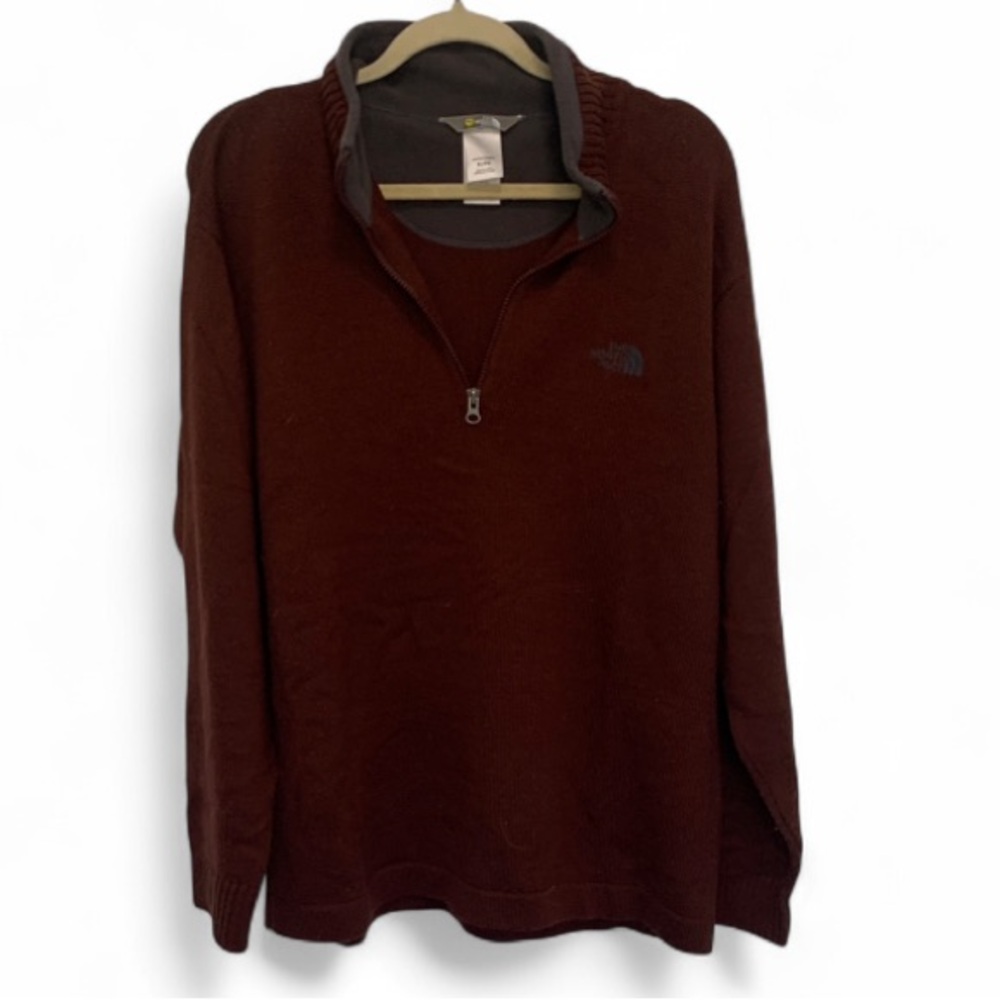 The North Face A5 Series Brown Wool Blend Zip Neck Sweater Size XL